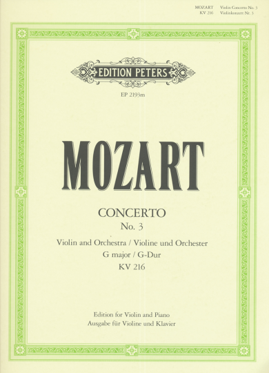 Mozart, concerto pour violon No. 3, Sol majeur, KV 216 