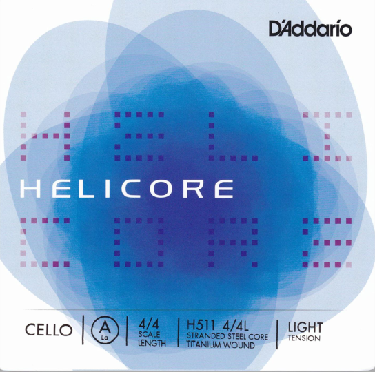 D' addario Helicore, jeu de cordes pour violoncelle, tirant moyen 3/4